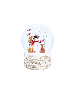 Gisela Graham Snowman with Woodland Animals Resin Music Globe 14cm